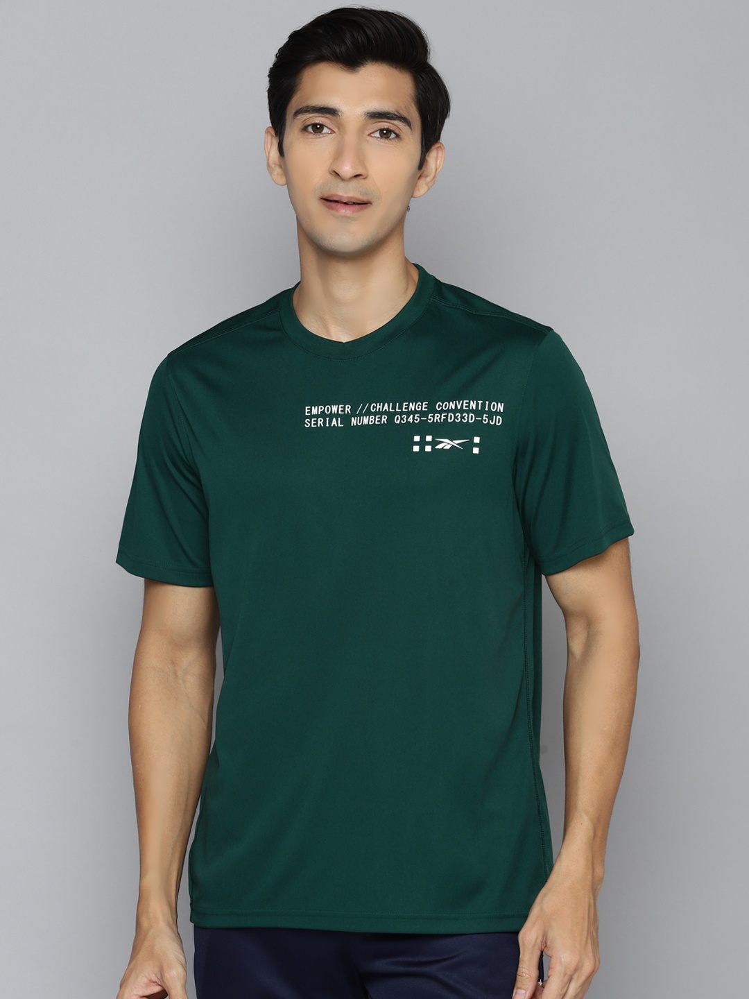

Reebok Men Green Performance Printed Sustainable Speedwick Training T-shirt