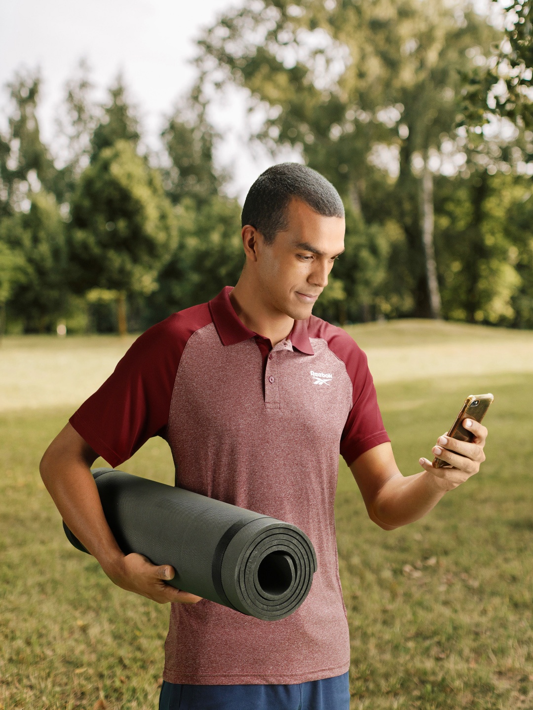 

Reebok Men Maroon CT Training Speedwick Polo Collar Training T-shirt