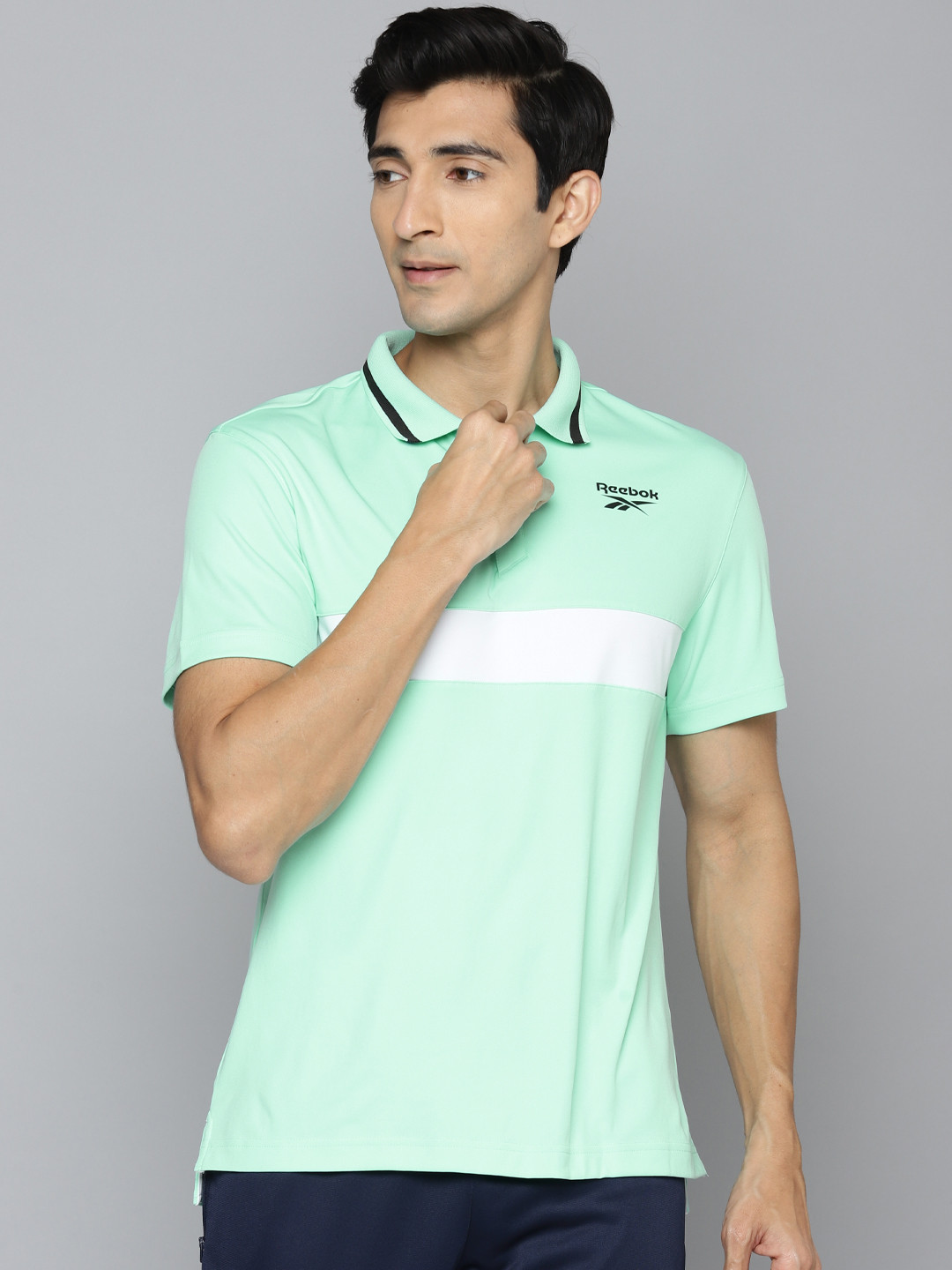 

Reebok Men Green Performance Printed Sustainable Speedwick Training or Gym T-shirt