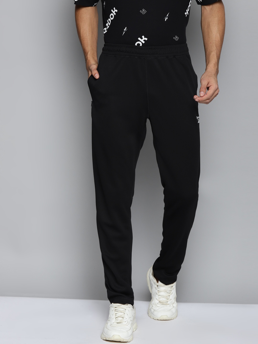 

Reebok Men Black Prime Self-Design Training Track Pants