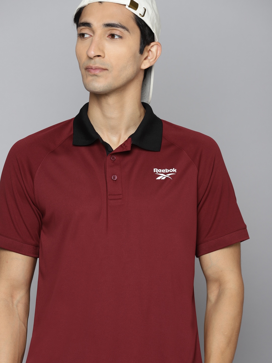 

Reebok Men Maroon RAG Brand Logo Printed Sustainable Speedwick Training T-shirt