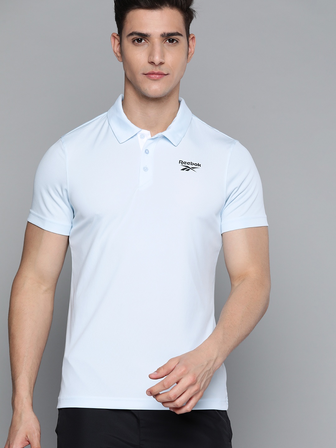 

Reebok Men Blue Vector Polo Sustainable Speedwick Training T-shirt