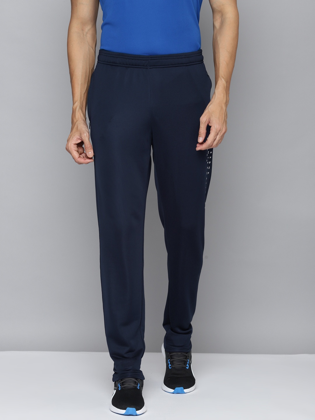 

Reebok Men Navy Blue ADV Solid Training Speedwick Track Pant