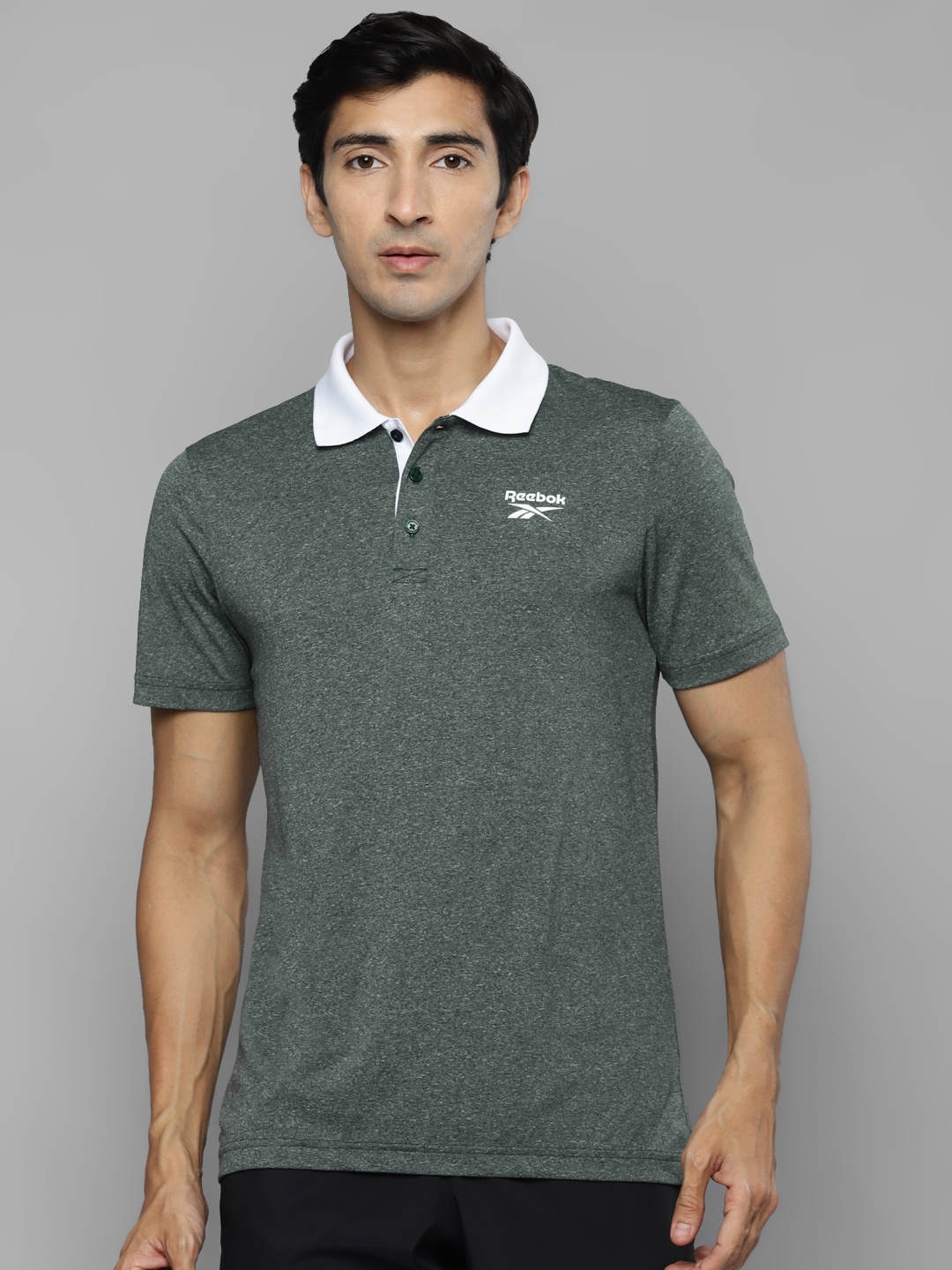 

Reebok Men Green Polo Collar Training T-shirt