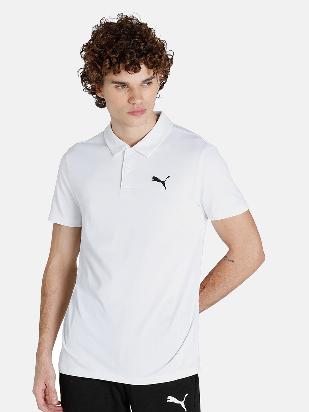 

Puma Men White Polo Collar T-shirt