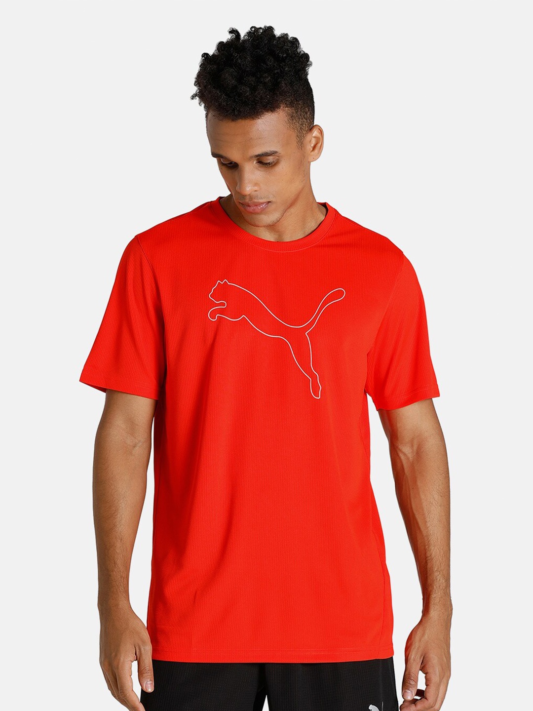 

Puma Men Red & Grey Brand Logo Printed dryCELL Training or Gym T-shirt