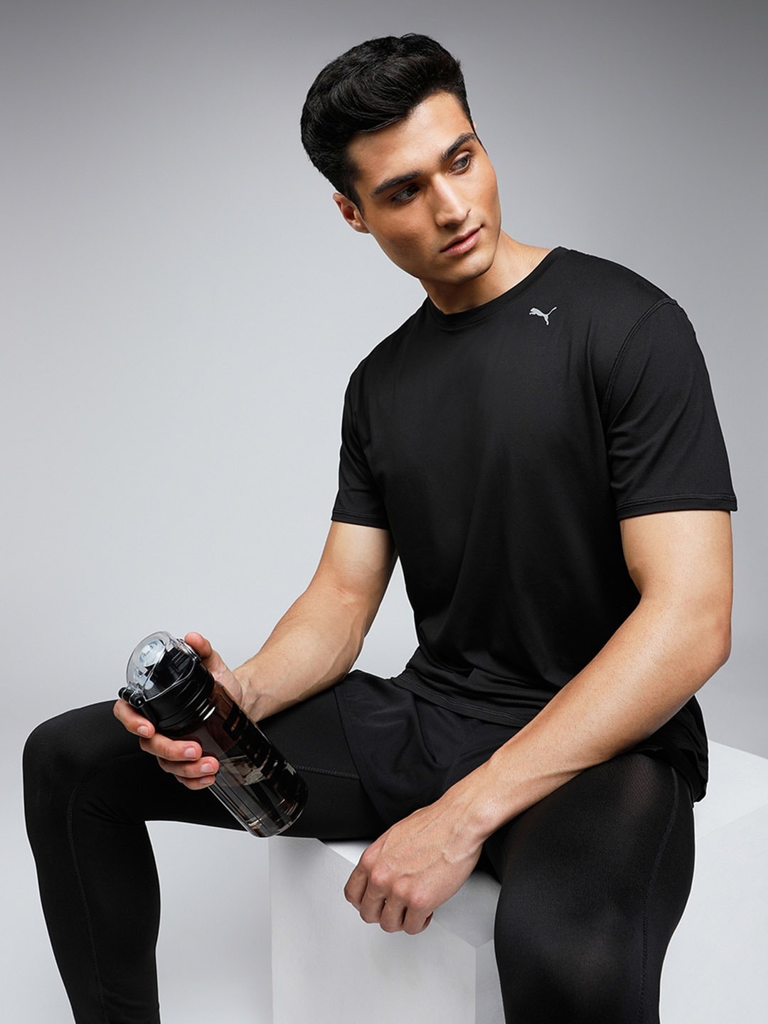 

Puma Men Black Solid Cloudspun Running T-shirt