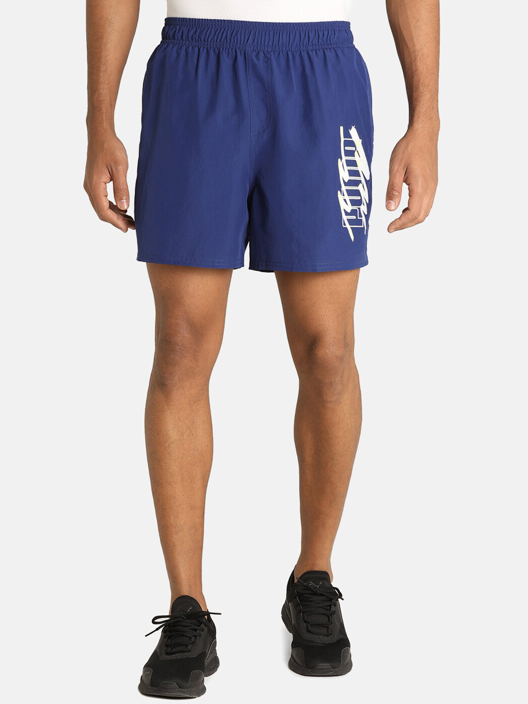 

Puma Men Blue & White Brand Logo Printed Sports Shorts