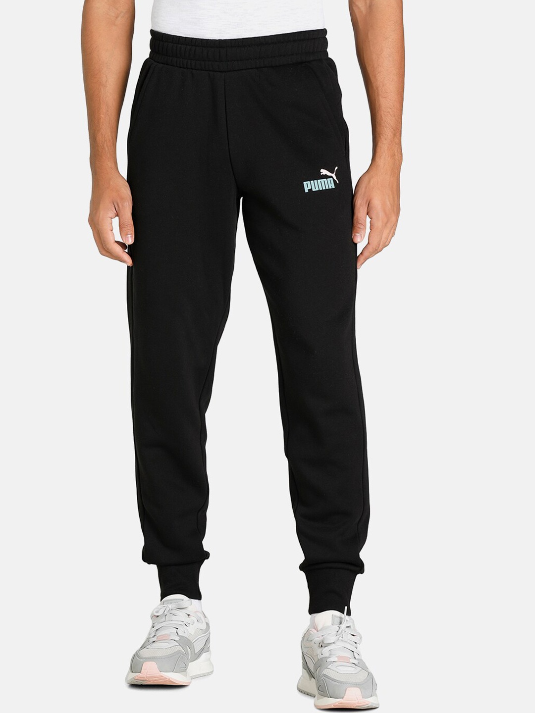 

Puma Men Black Solid Cotton Essential+ 2 Colour Big Logo Joggers