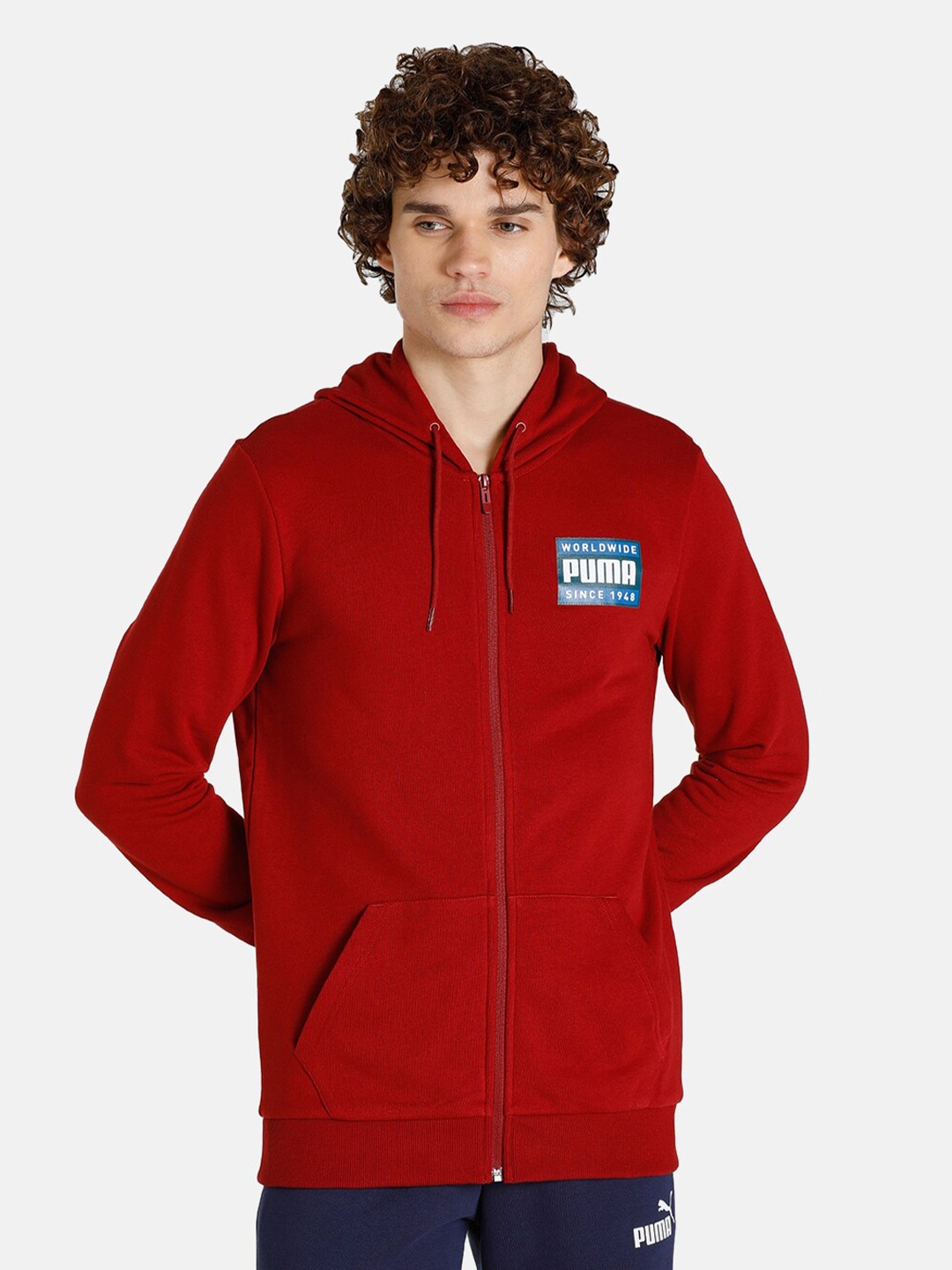 

Puma Men Slim Fit Hooded Cotton Track Sweatshirt, Red