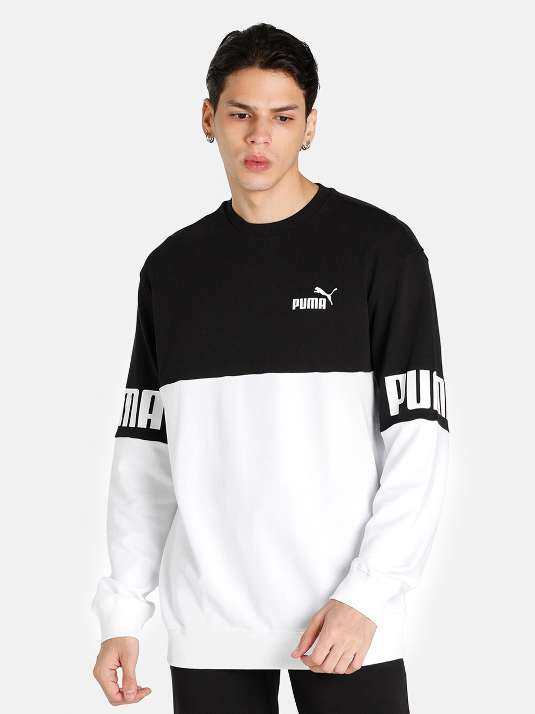 

Puma Men Black Colourblocked Round Neck Sweatshirt