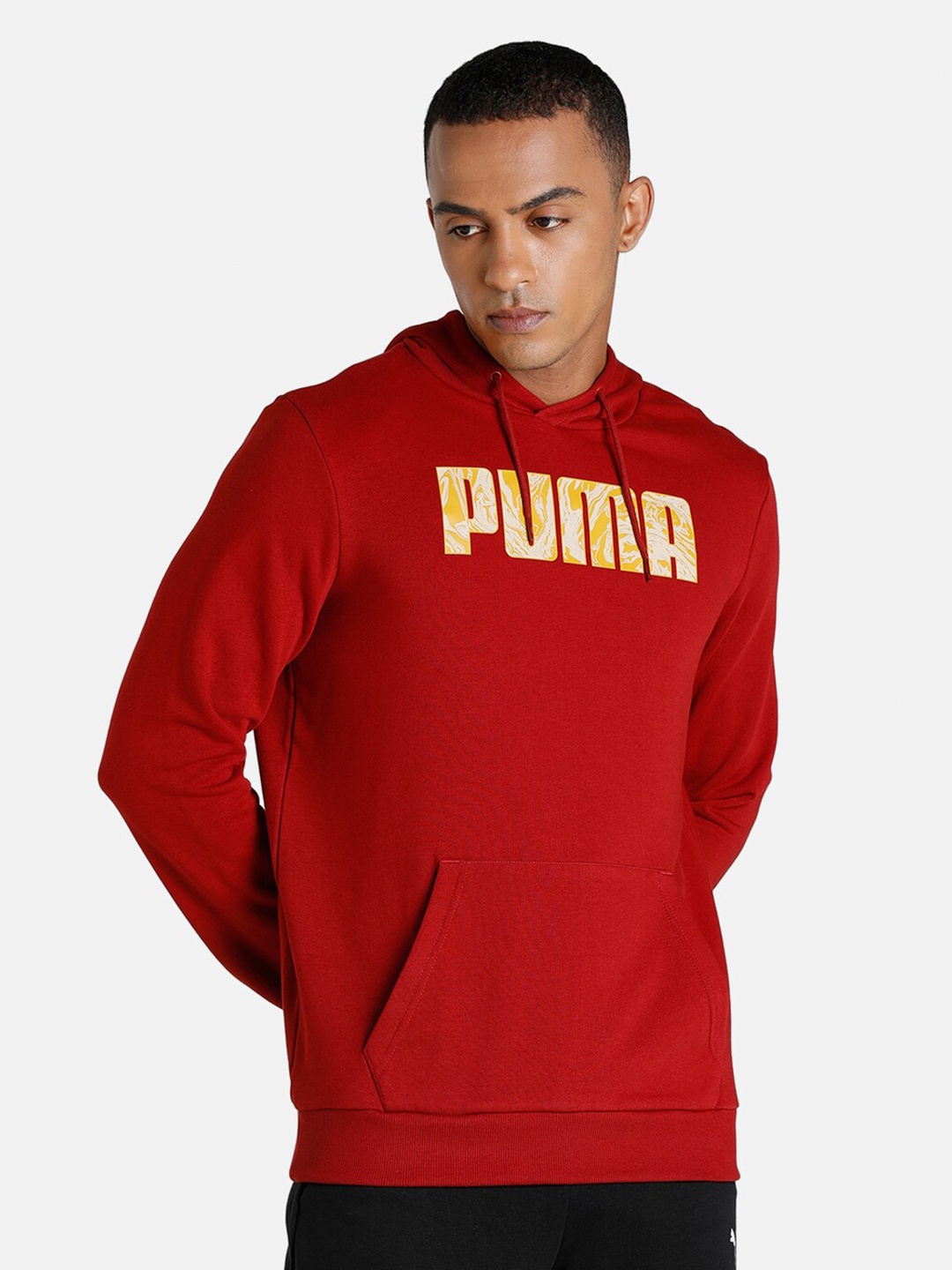 

Puma Men Red PUMA Graphic Printed Regular fit Hooded Sweatshirt