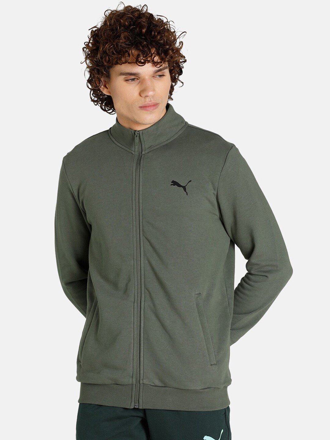

Puma Men Green Cotton Slim Fit Bomber Track Jacket