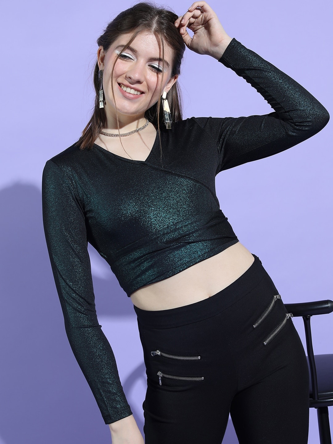 

Tokyo Talkies Women Stylish Black Solid Top