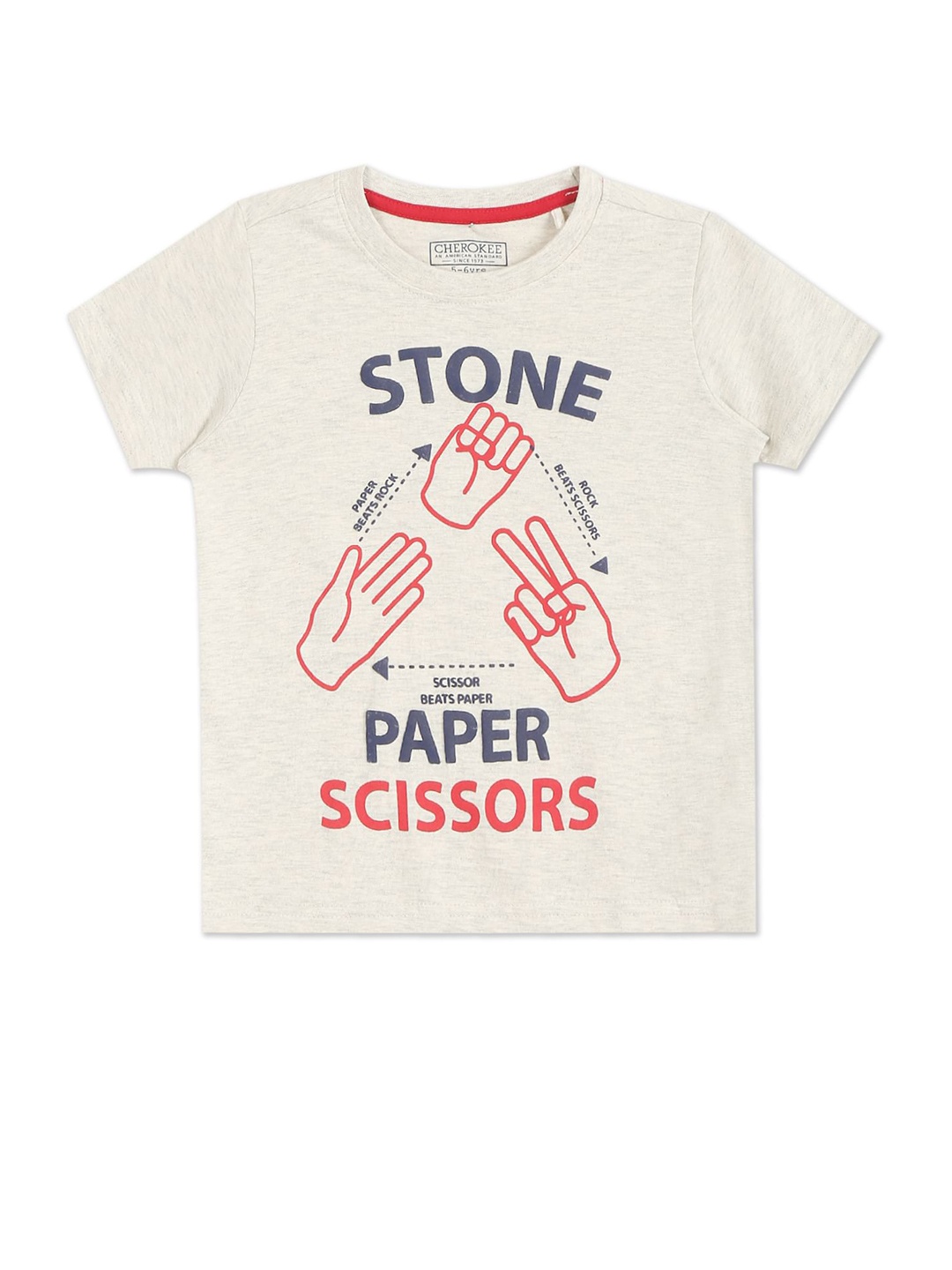 

Cherokee Boys Beige Typography Printed Applique T-shirt