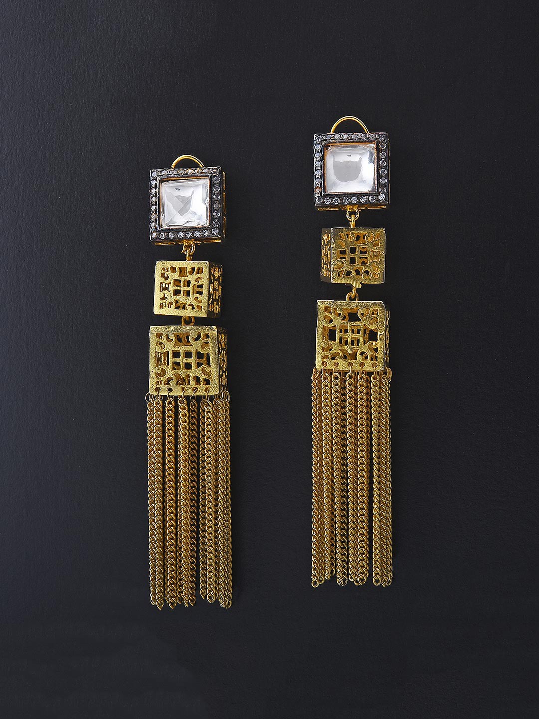 

Tistabene Woman White Stone Contemporary Tesselled Earrings