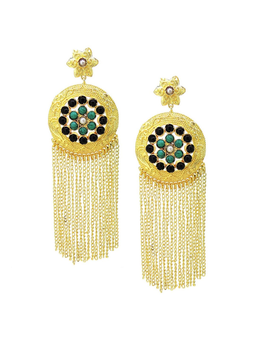 

Tistabene Gold-Plated & Green Floral Drop Earrings