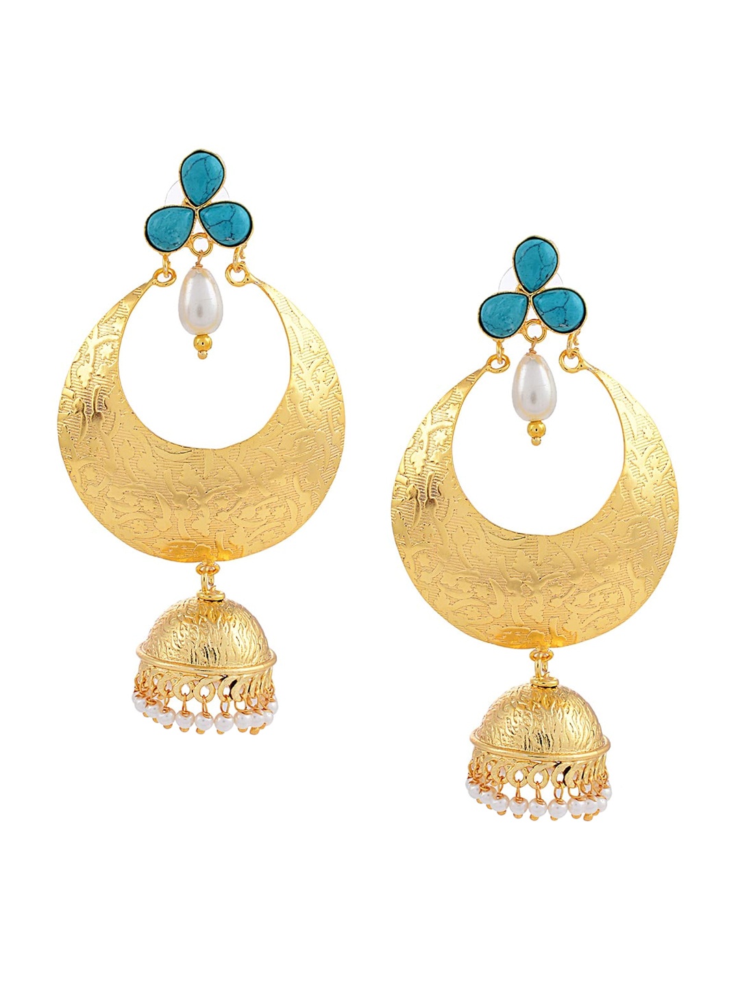 

Tistabene Blue Contemporary Gold-Plated Chandbalis Earrings