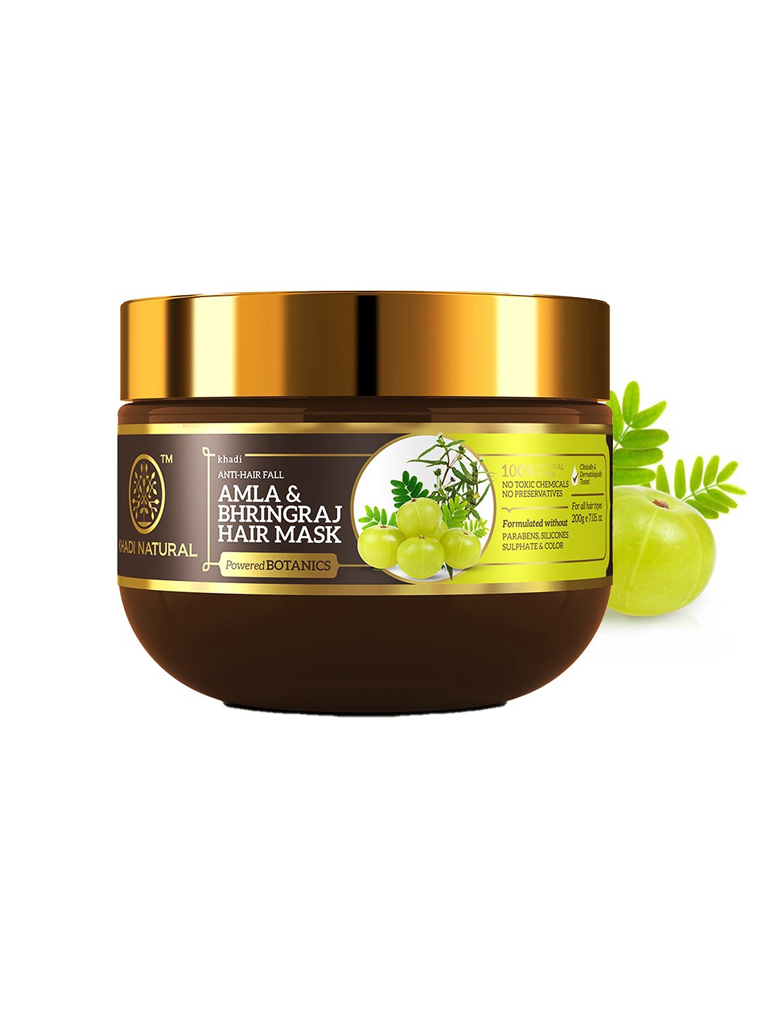 

Khadi Natural Power Botanics Anti-Dandruff Paraben Free Amla & Bhringraj Hair Mask - 200g, Brown