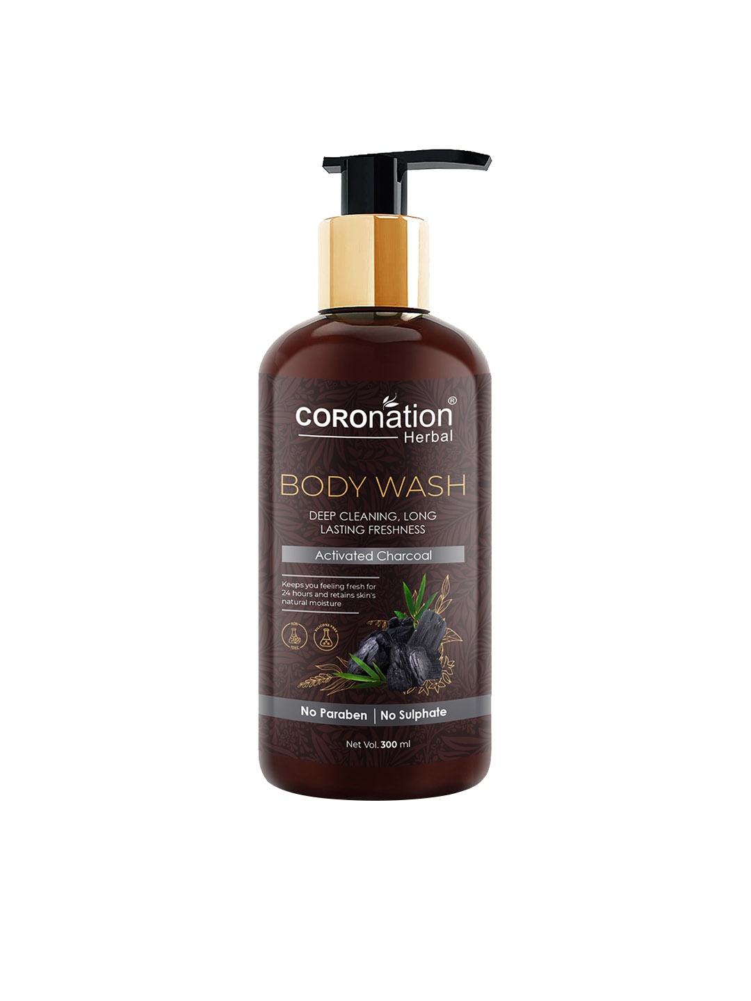 

COROnation Herbal Activated Charcoal Deep Cleaning Body Wash 300 ml, Brown