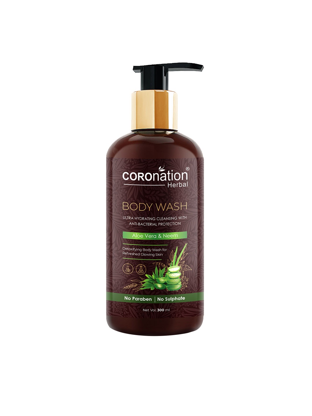 COROnation Herbal Aloe Vera & Neem Body Wash 300 ml, Brown