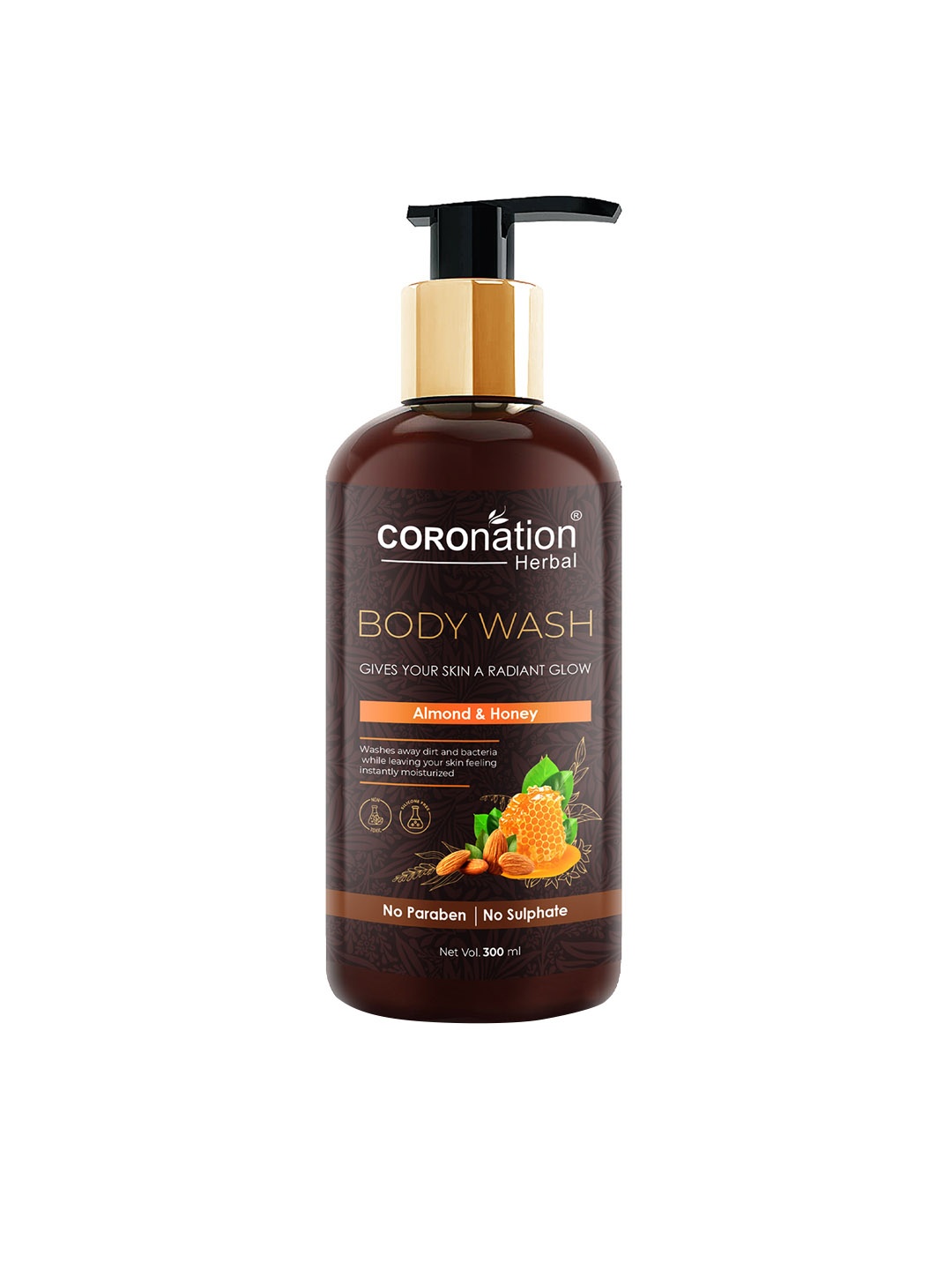 COROnation Herbal Almond & Honey Body Wash 300 ml, Brown