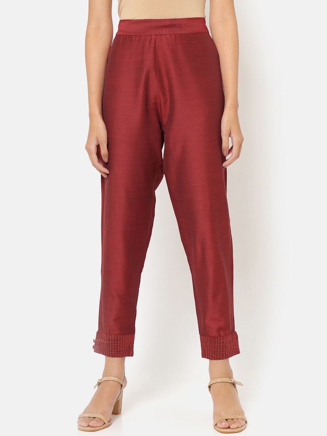

Saaki Women Red Tapered Fit Trousers