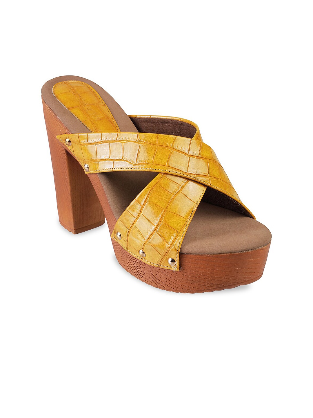 

Catwalk Textured Open Toe Platform Heels, Yellow