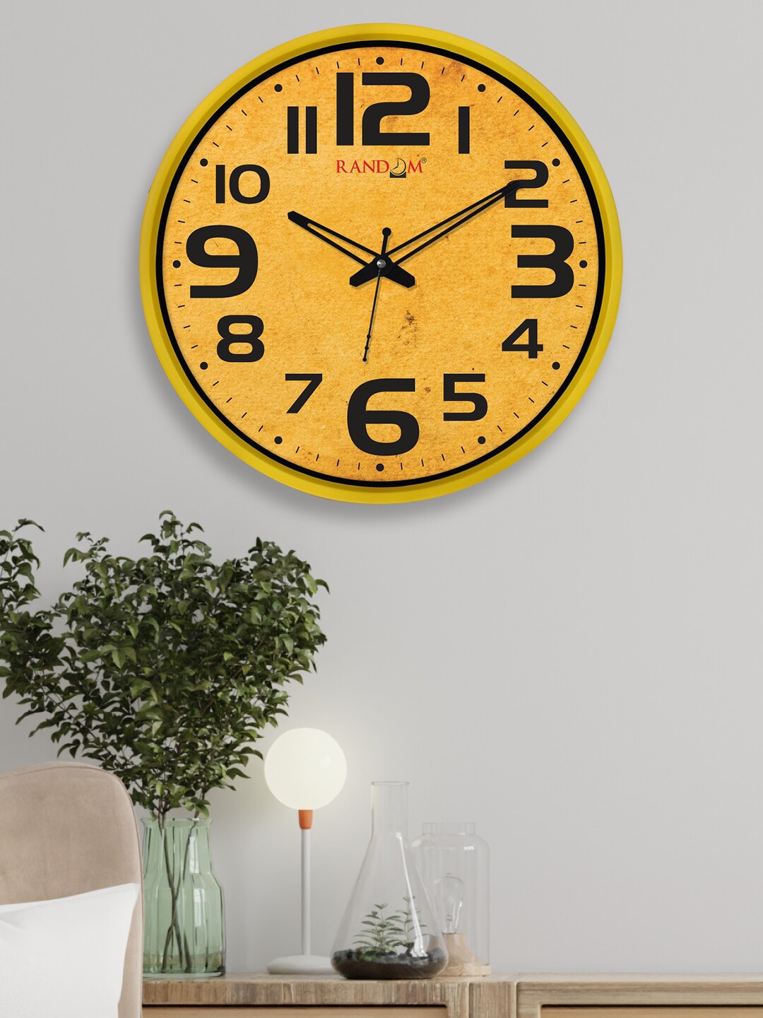 

RANDOM Mustard & Black Printed Contemporary Wall Clock