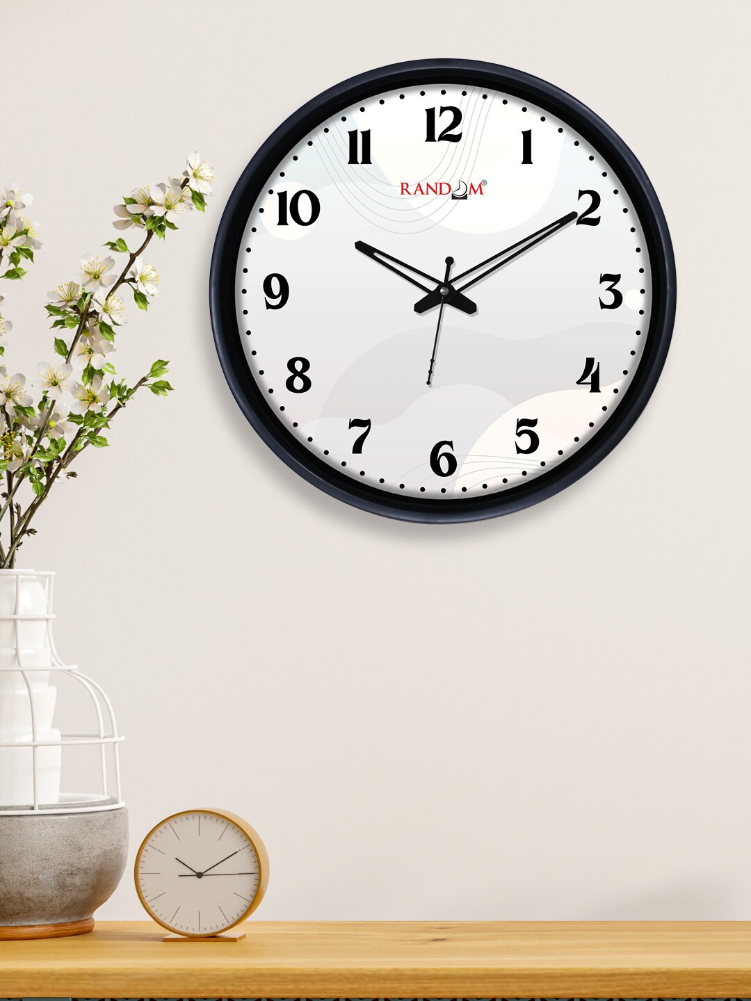 

RANDOM Off White & Grey 12-Inch Quartz Movement Dual Frame Classic Wall Clock With Glass
