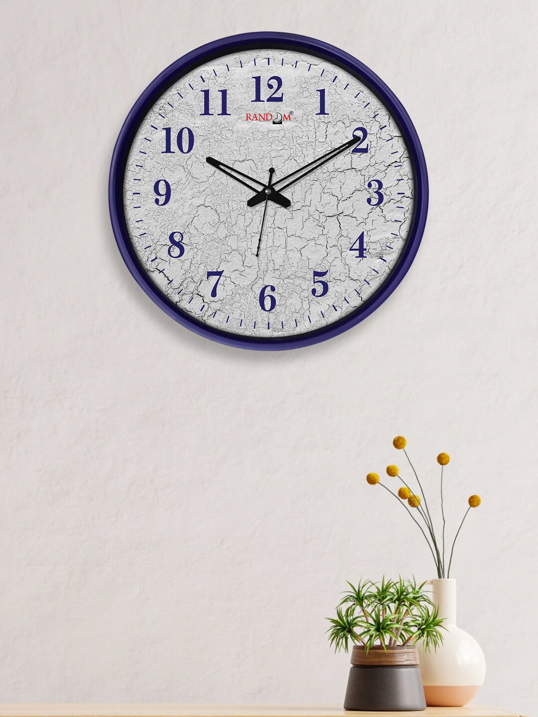 

RANDOM Off-White & Blue 12-Inch Dual Frame Soil Drought Wall Clock With Glass