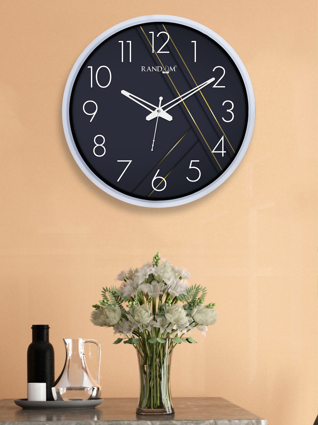

RANDOM Navy Blue & White 12-Inch Dual Frame Criss-Cross Wall Clock With Glass