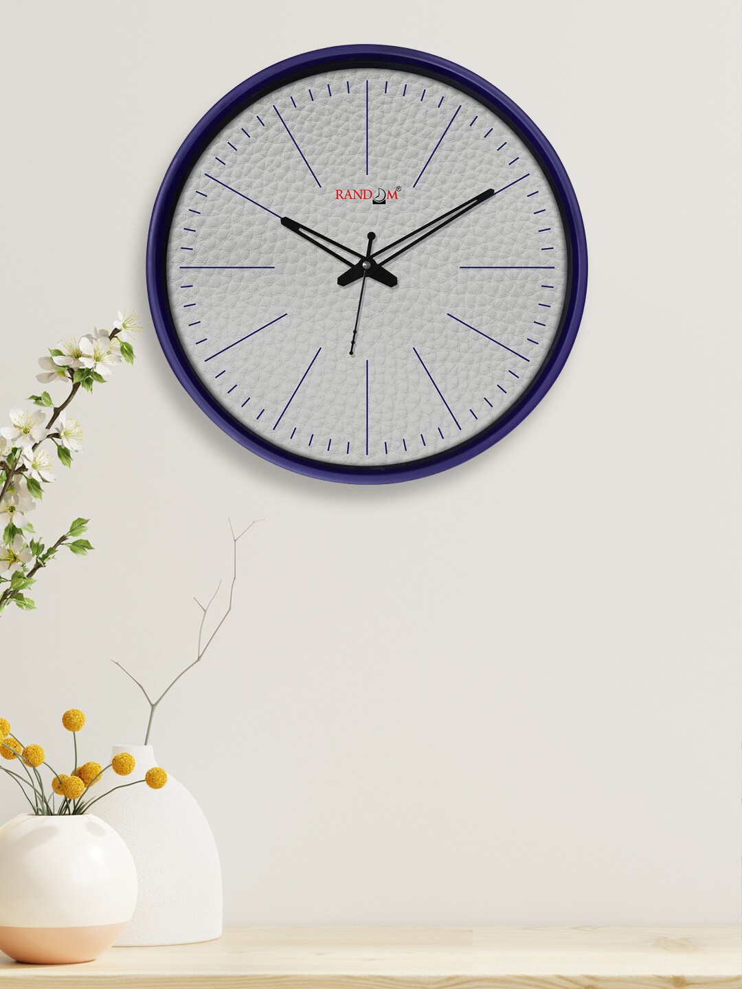 

RANDOM Grey & Blue 12-Inch Dual Frame Seamless Texture Wall Clock With Glass