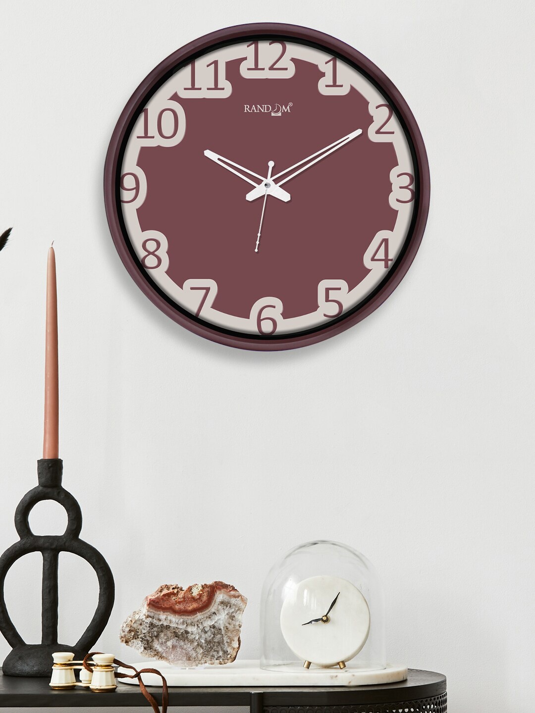 

RANDOM Coffee Brown & Off White 12-Inch Dual Frame Contemporary Wall Clock With Glass