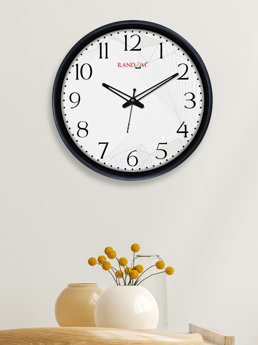 

RANDOM White & Black Printed Round Contemporary Wall Clock
