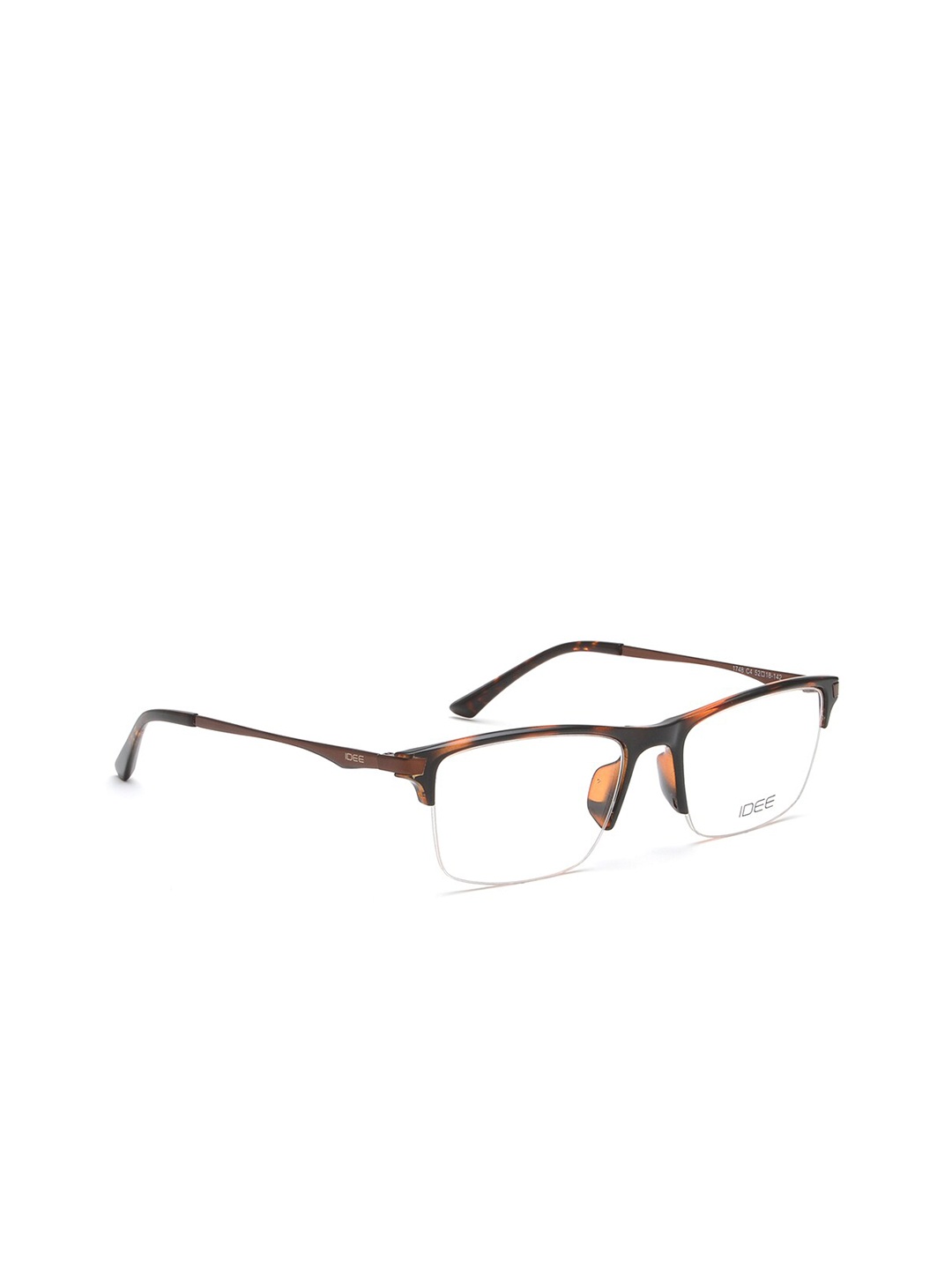 

IDEE Men Transparent & Brown Half Rim Rectangle Frames