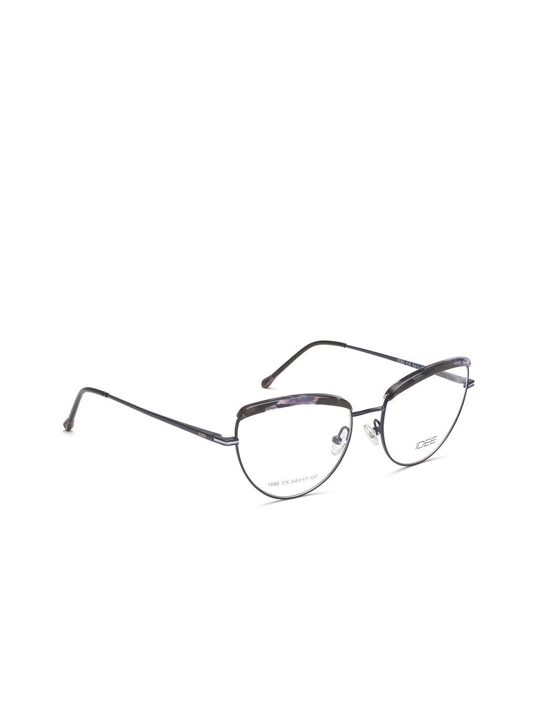 

IDEE Women Gunmetal-Toned & Black Half Rim Cateye Frames, Metallic