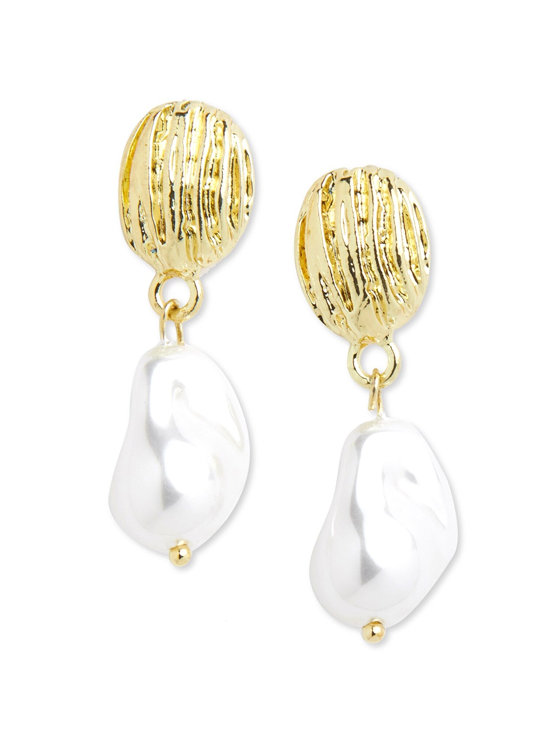 

20Dresses Gold-Toned & White Contemporary You Are Pearling It Drop Earrings