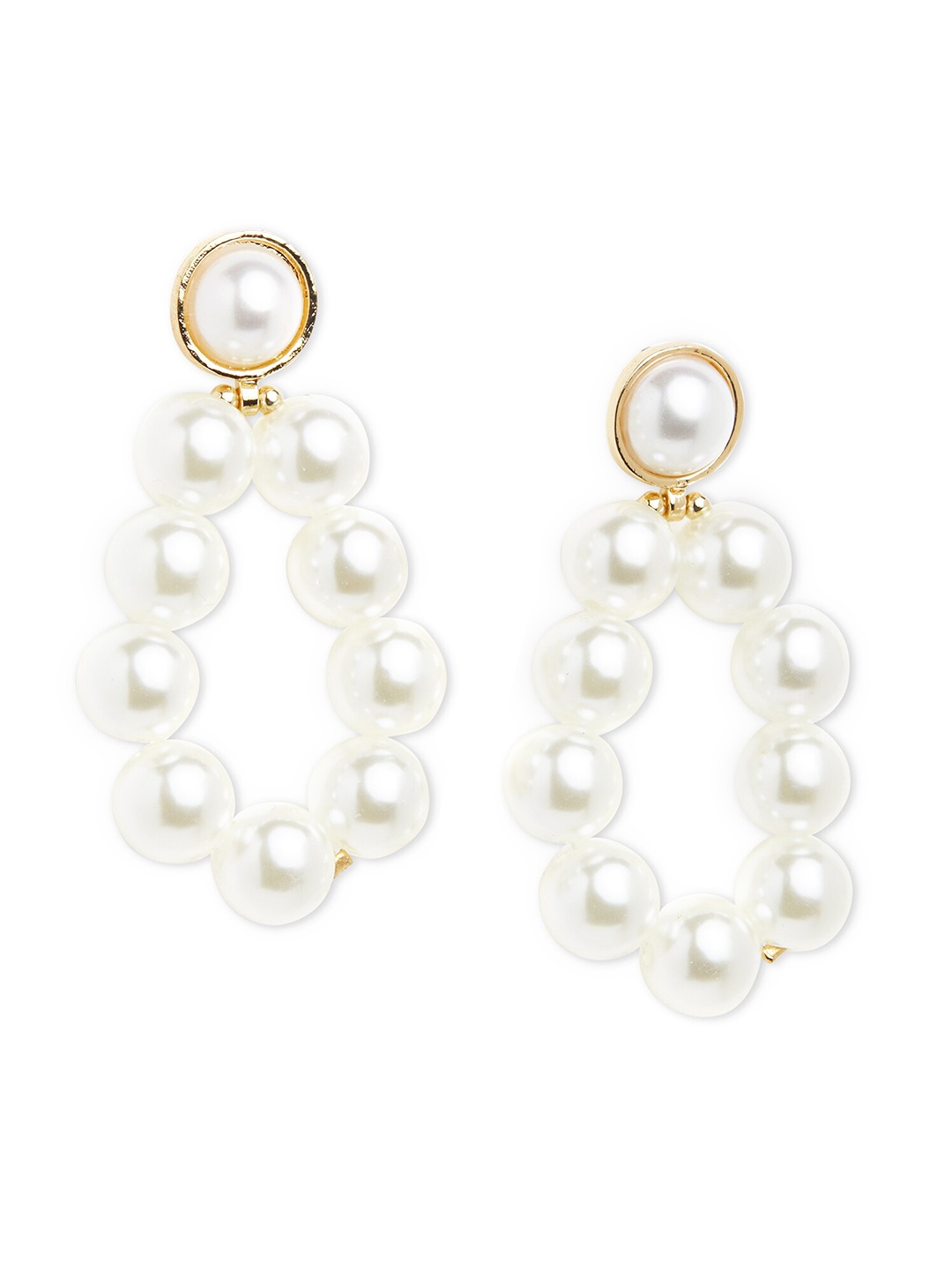 

20Dresses Gold-Toned & White Pearls Contemporary Drop Earrings