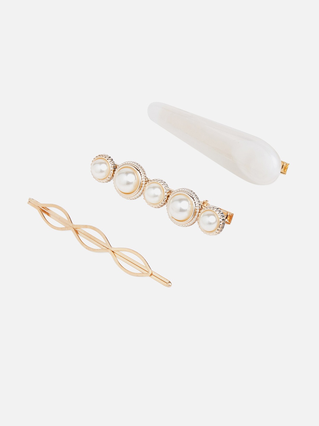 

20Dresses Women Gold-Toned & White Set of 3 Embellished Hair Accessory Set