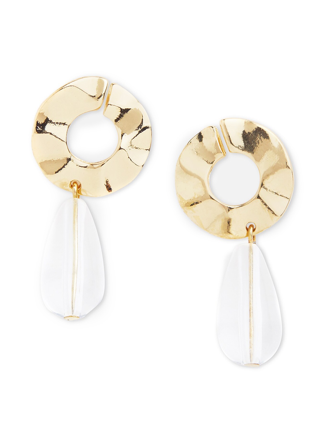 

20Dresses Gold-Toned & White Circular Drop Earrings