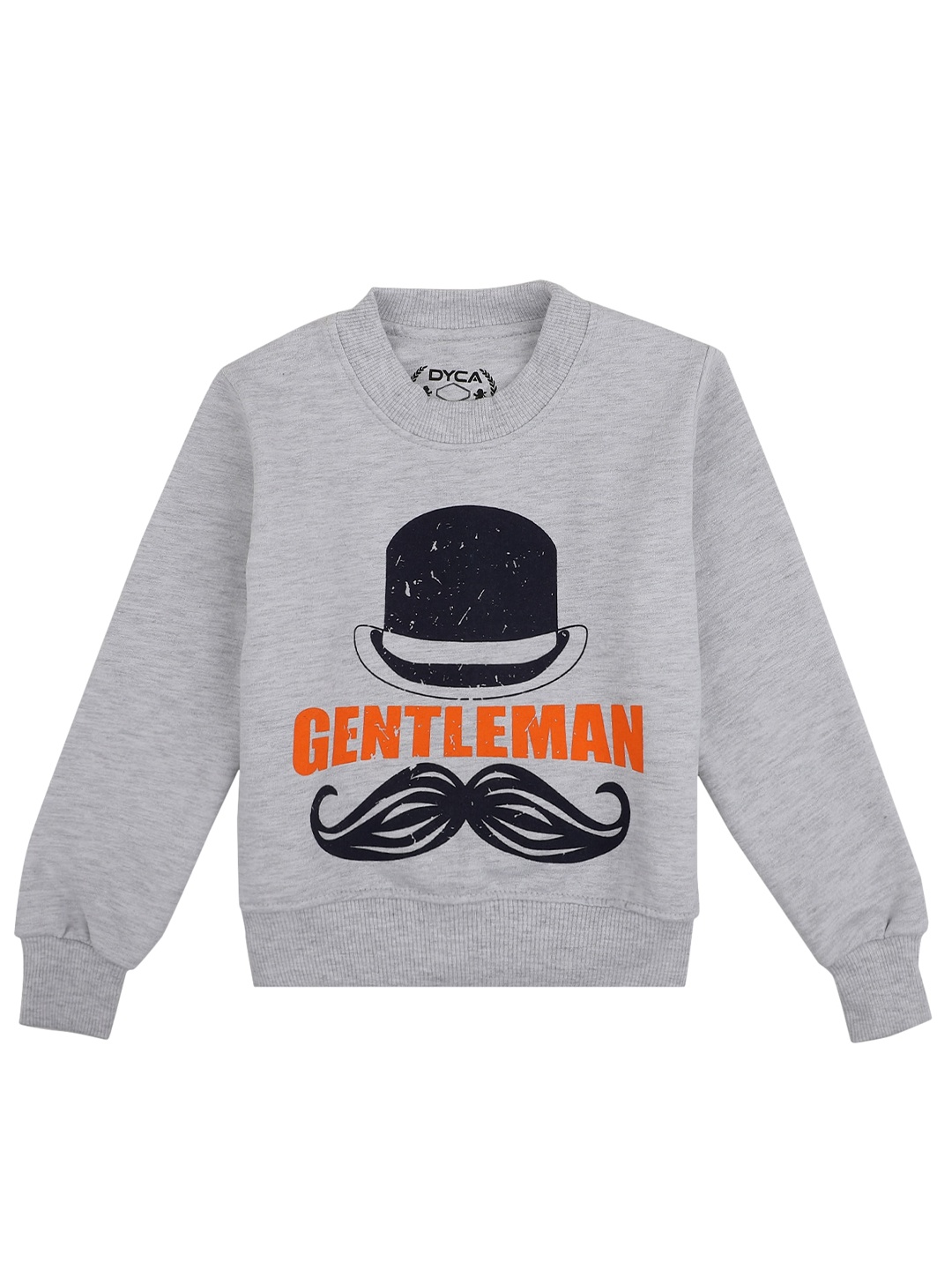 

DYCA Boys Grey & Black Printed Cotton Sweatshirt