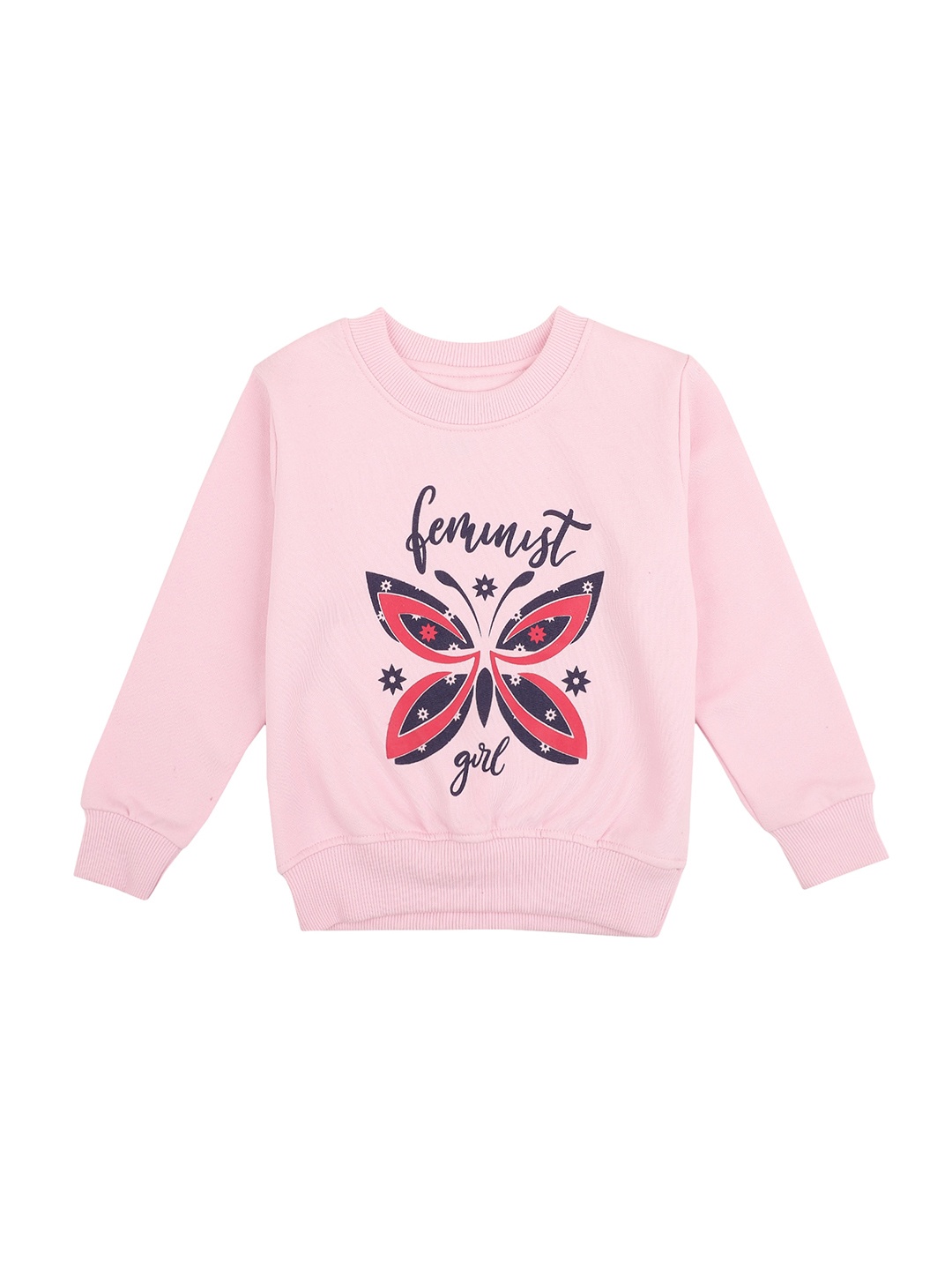 

DYCA Girls Pink Butterfly Printed Cotton Winter Sweatshirt