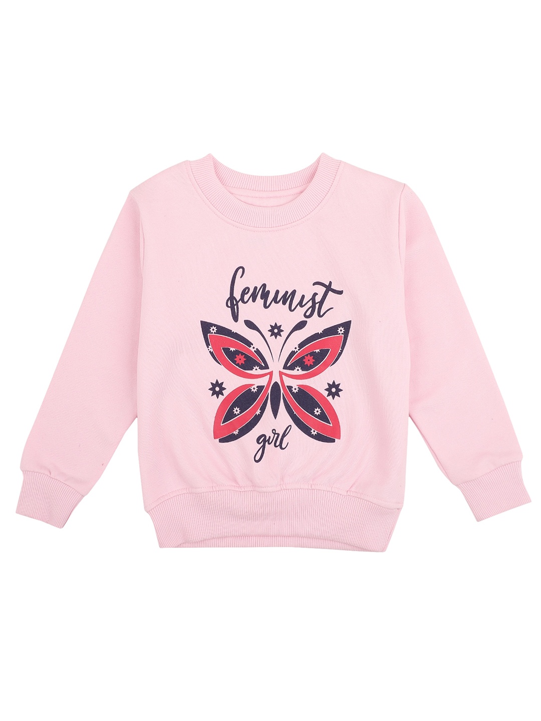 

DYCA Girls Pink Graphic Printed Cotton Regular Fit Sweatshirt
