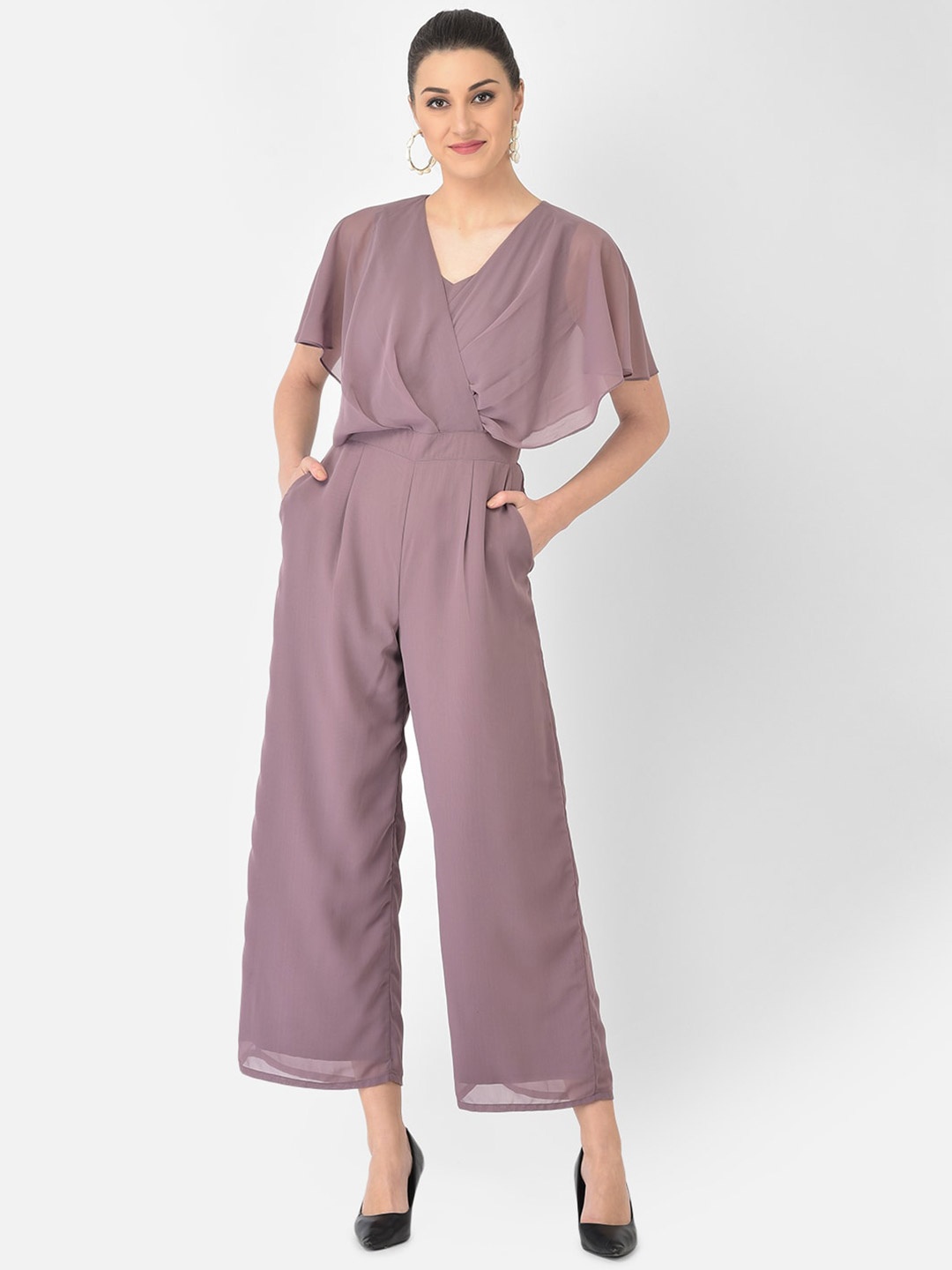 

Eavan Women Lavender Solid Draped Basic Jumpsuit