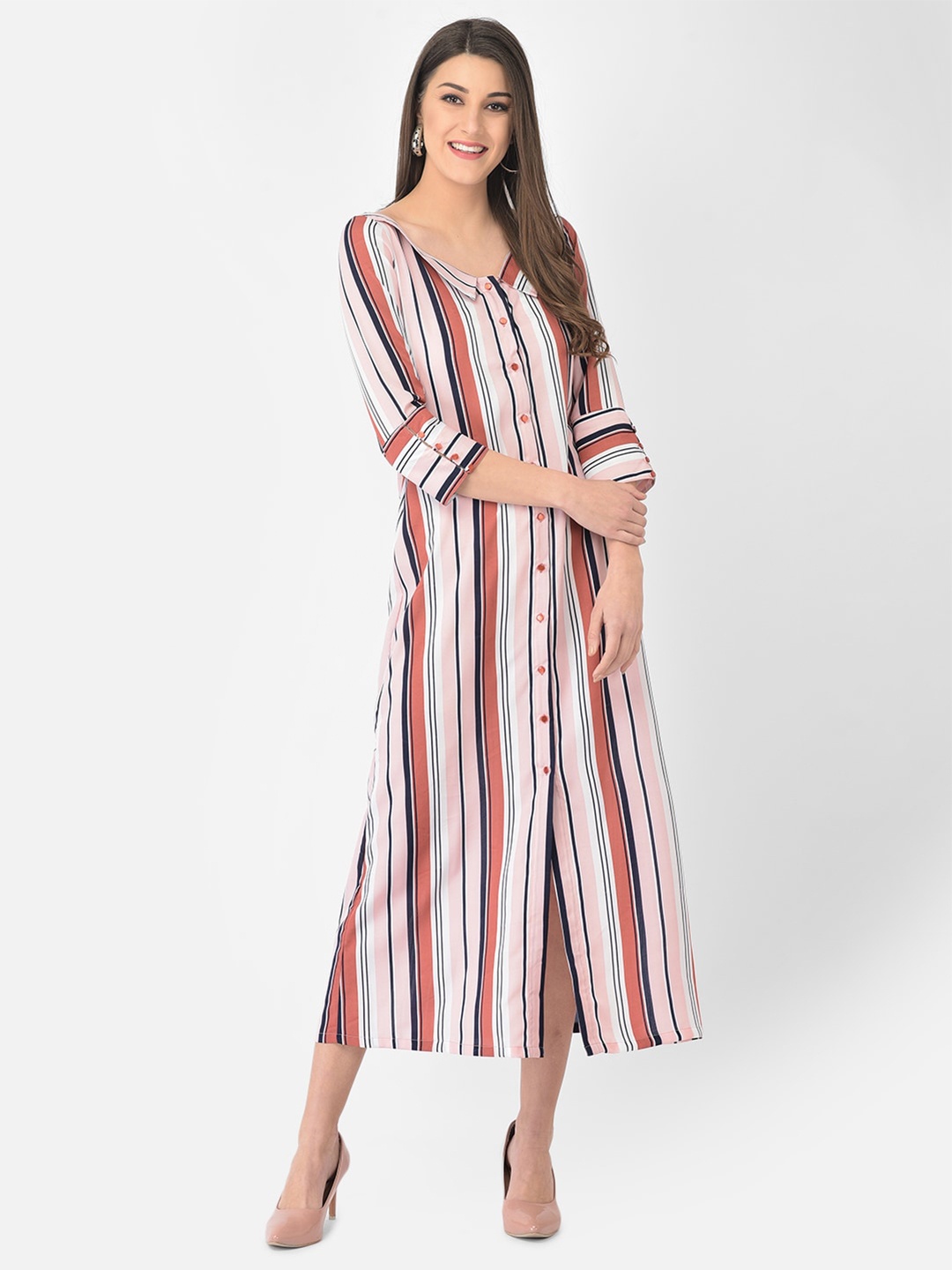 

Eavan Woman Multicoloured Striped Crepe Midi Dress, Multi