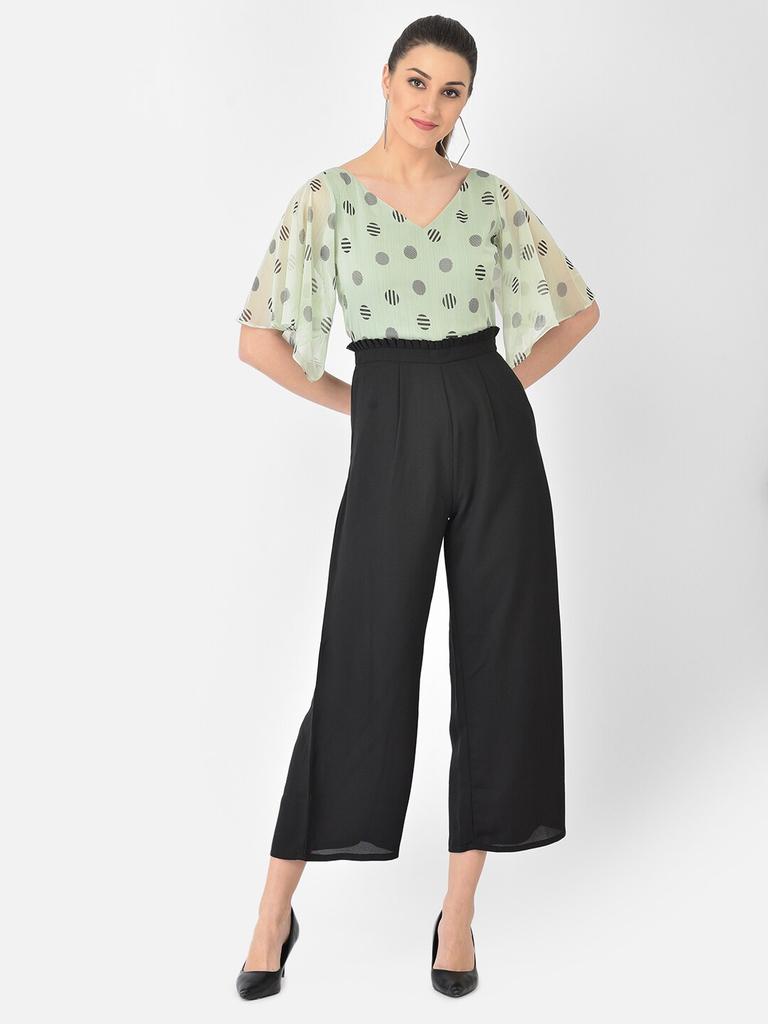 

Eavan Women Sea Green & Black Printed Basic Jumpsuit