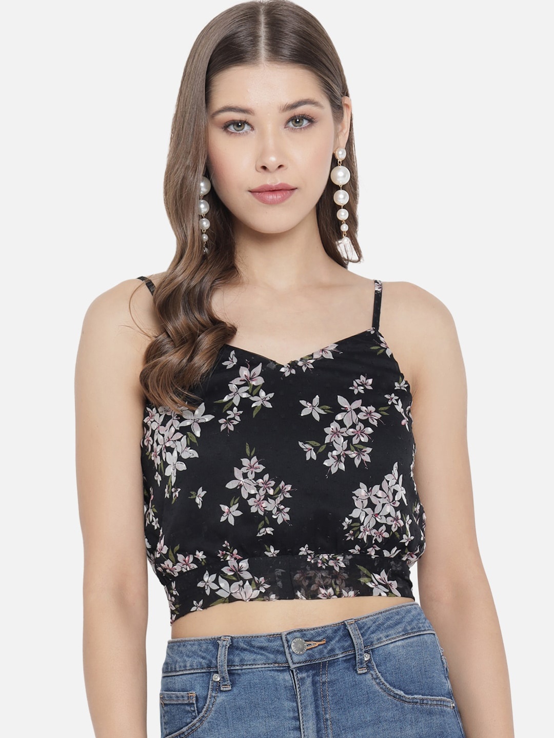 

Trend Arrest Black Floral Print Blouson Crop Top