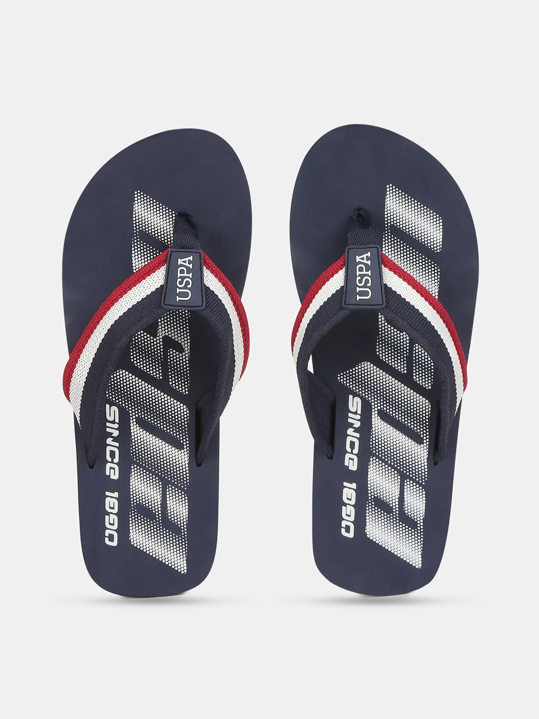 

U S Polo Assn Men Navy Blue & White Printed Thong Flip-Flops