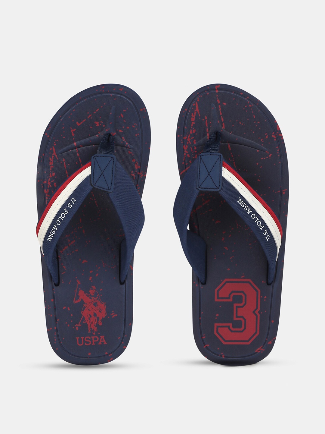

U S Polo Assn Men Navy Blue & White Printed Thong Flip-Flops